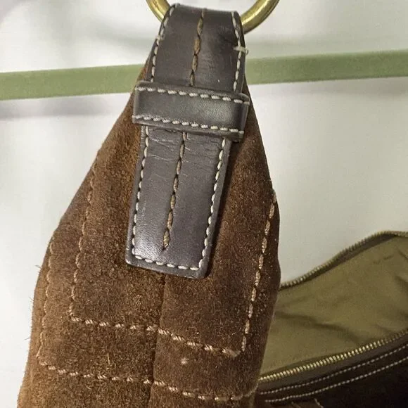 Vtg COACH Suede Soho Hobo Purse Brown Leather Handbag Crescent Y2K - Picture 9 of 12